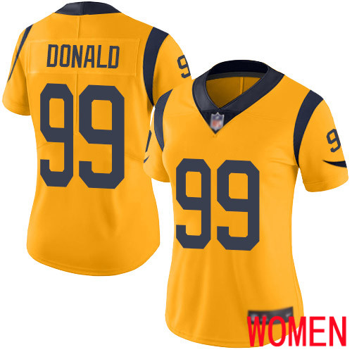 Los Angeles Rams Limited Gold Women Aaron Donald Jersey NFL Football #99 Rush Vapor Untouchable